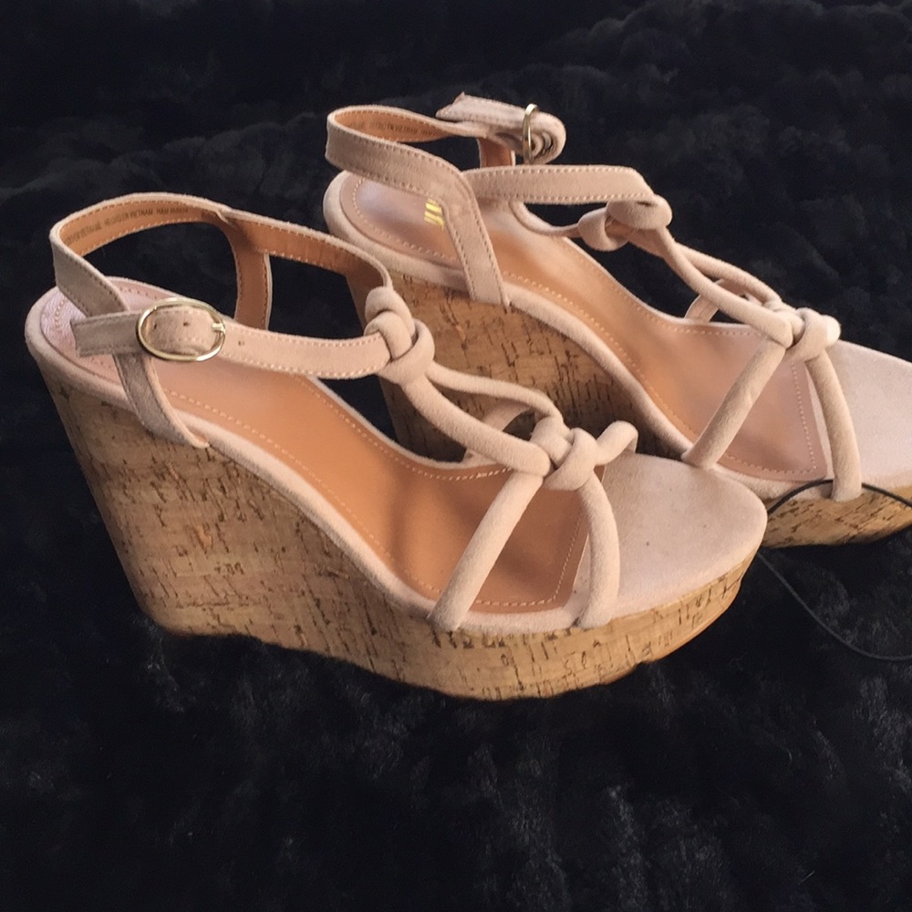 H&M Blush Cork Wedges. NEW